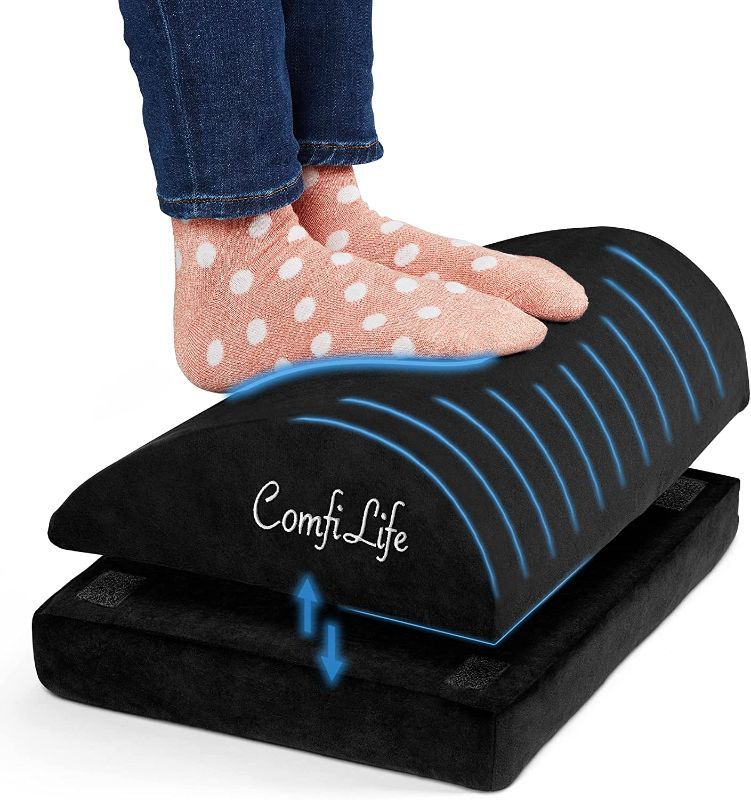 Photo 1 of ComfiLife Foot Rest for Under Desk at Work – Adjustable Desk Foot Rest – 100% Memory Foam (Black) 