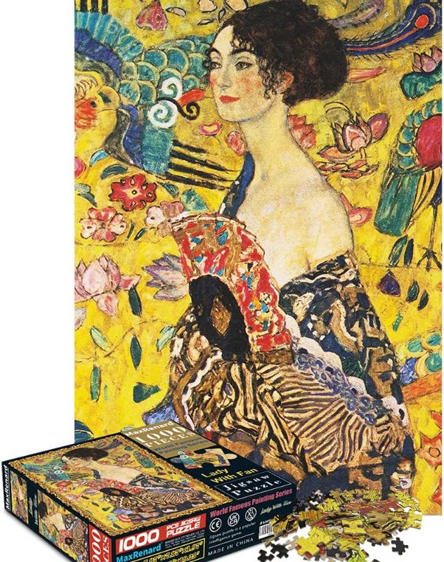 Photo 1 of BUSCBEAR Toy 1000 Pieces Jigsaw Puzzle Game Oil Painting Collection Klimt Lady with Fan 