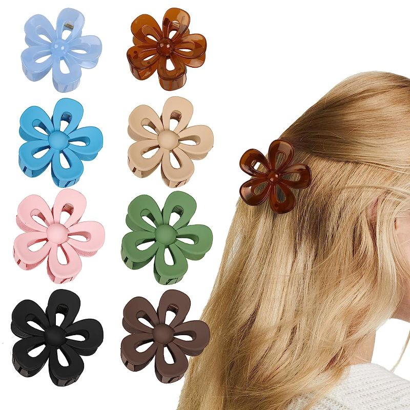 Photo 1 of 8 PCS Flower Claw Clips,Matte Non Slip Hair Clips Strong Hold