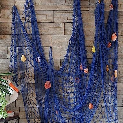 Photo 1 of VEIOU Fish Net Wall Decor Nautical Mediterranean Style Photo Hanging Display Frame with Shells for Christmas Birthday Party Decorations Ornaments
