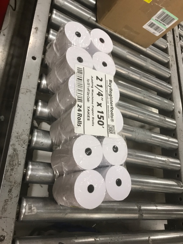 Photo 2 of (24 Rolls) 2 1/4 x 150 ft White Adding Machine Tape Paper Rolls Premium One Ply Register Adding Machine/Calculator Paper Rolls Printing Calculator 10 Key