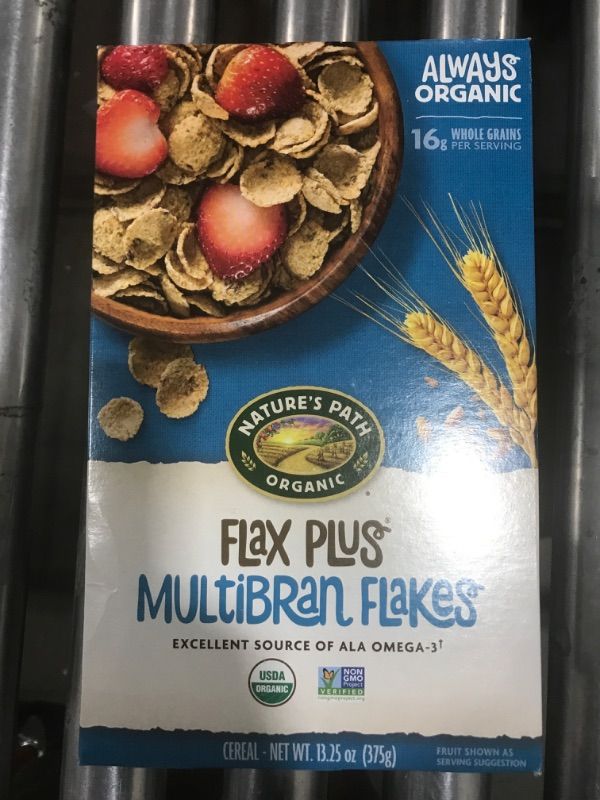 Photo 1 of Nature's Path Organic Flax Plus Multibran Flakes Cereal, 13.25 Ounce Non-GMO, 16g Whole Grains, with Omega-3 Rich Flax Seeds Multibran Flakes 13.25 Ounce