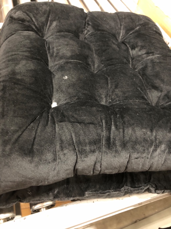 Photo 1 of 4 Pack Chair Cushions for Dining Chairs Chair Pads Cushion for Kitchen Office Tufted Square Seat Cushion with Ties (16" Black Velvet)