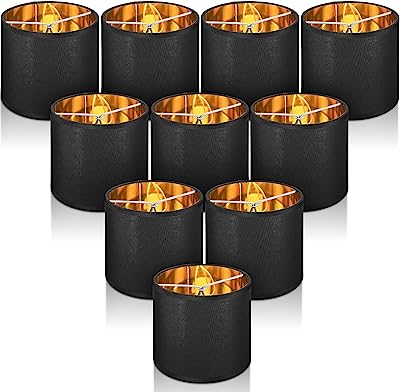 Photo 1 of 10 Pieces Lamp Chandelier Shades Small Lampshade Clip on Drum Fabric Lamp Shades for Table Lamp Floor Lamp 5.5 x 5.5 x 5 Inch(Black