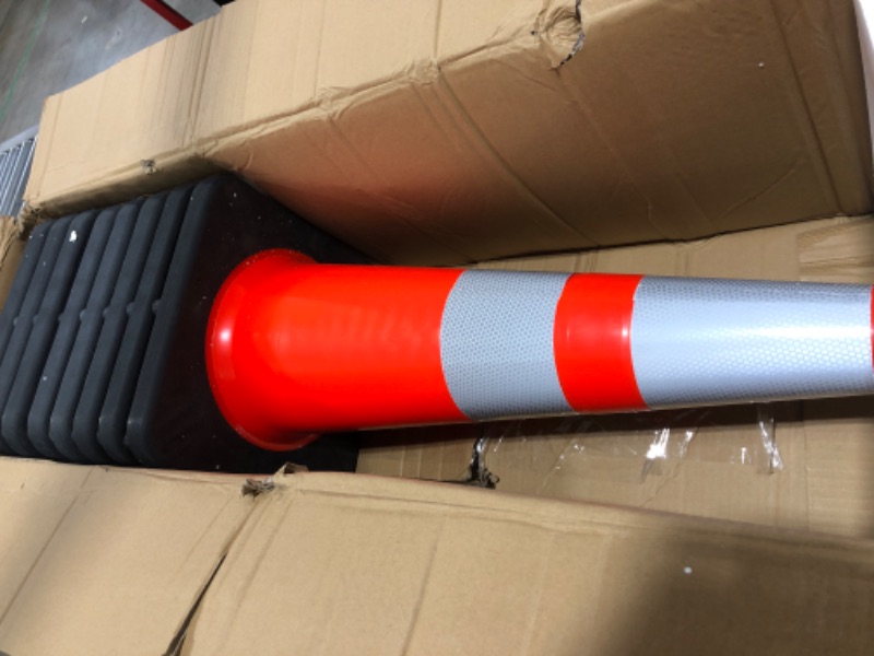 Photo 2 of (8 Cones) BESEA 28” inch Orange PVC Traffic Cones, Black Base Construction Road Parking Cone Structurally Stable Wearproof (28" Height) 01_28"(8 Cones)