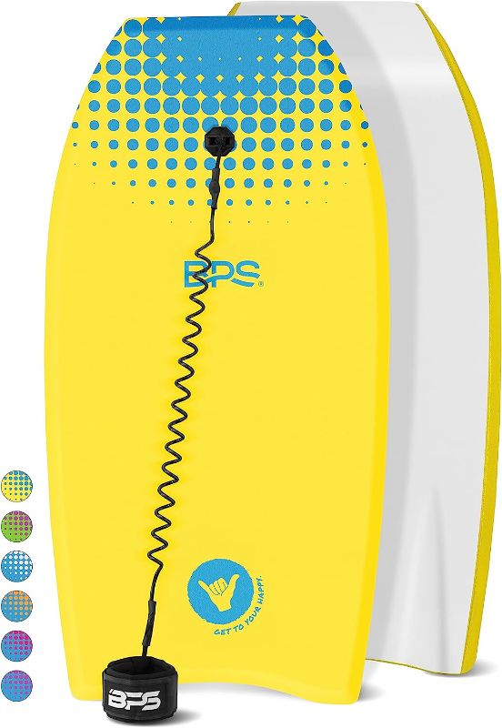 Photo 2 of BPS New Zealand 'Shaka' Lightweight Body Board - EPS Core Bodyboard with Wrist Leash for Beach Pool Surfing Kids Teens Adults 