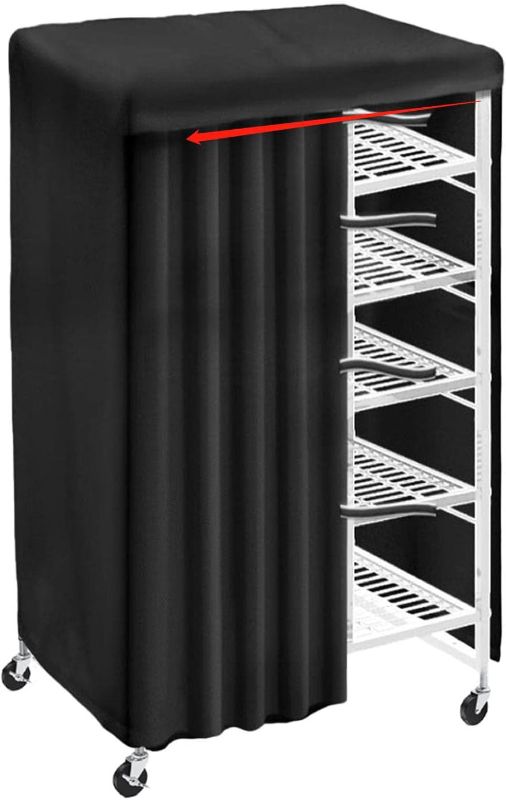 Photo 1 of ZOOLYO Shelf Cover Storage Shelving Unit Cover 36 x 24 x 72 Shelves Cover,Self-Adhesive Slide Rail Pull Curtain Design,Protect Shelf Contents from dust, Debris, Water (Black,only Cover).
