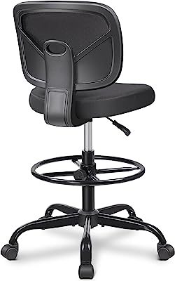 Photo 1 of Primy Office Drafting Chair Armless, Tall Office Desk Chair Adjustable Height and Footring, Low-Back Ergonomic Standing Desk Chair Mesh Rolling Tall Chair for Art Room, Office or Home(Black)