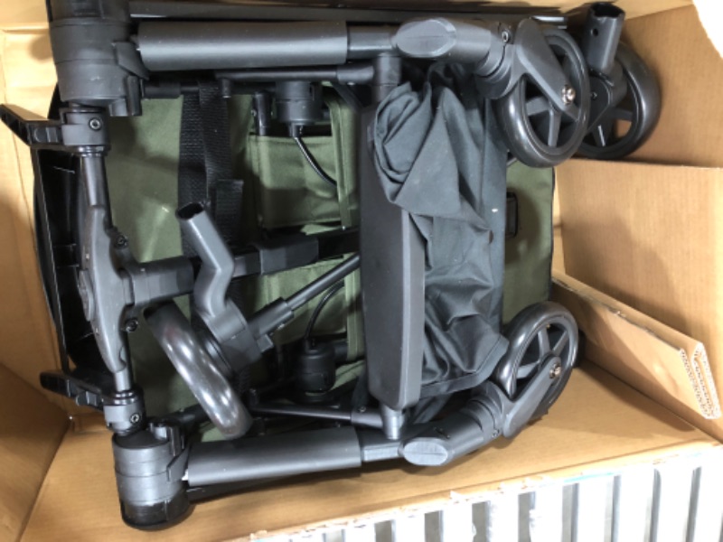 Photo 2 of Mompush Lithe V2 Lightweight Stroller + Snack Tray, Ultra-Compact Fold & Airplane Ready Travel Stroller, Near Flat Recline Seat, Cup Holder, Raincover & Travelbag Included Forest