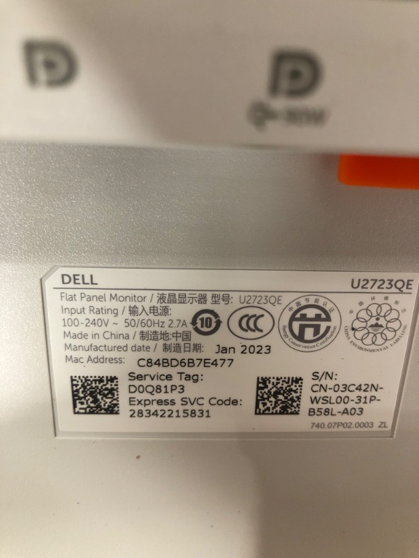 Photo 1 of Dell UltraSharp U2723QE 27" 4K UHD WLED LCD Monitor - 16:9 - Black, Silver 27 Inches U2723QE