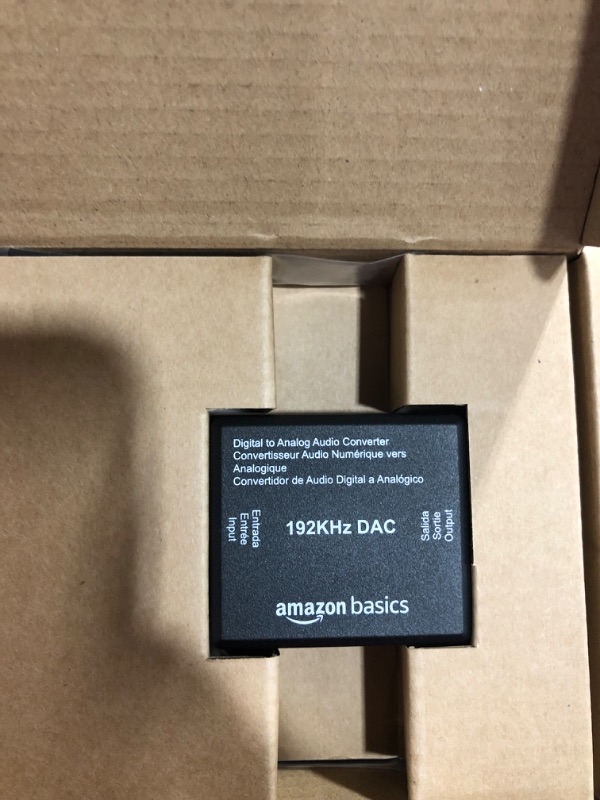 Photo 1 of Amazon Basics 192KHz Digital Optical Coax to Analog RCA Audio Converter, ABS, Black, 2 x 1.6 x 1 inches & 2-Male to 2-Male RCA Audio Stereo Subwoofer Cable - 4 Feet DAC Converter + Subwoofer Cable - 4 Feet