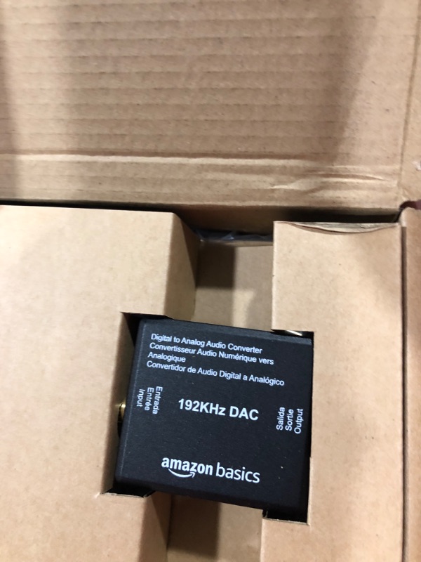 Photo 2 of Amazon Basics 192KHz Digital Optical Coax to Analog RCA Audio Converter, ABS, Black, 2 x 1.6 x 1 inches & 2-Male to 2-Male RCA Audio Stereo Subwoofer Cable - 4 Feet DAC Converter + Subwoofer Cable - 4 Feet