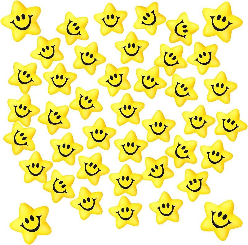 Photo 1 of 100 Pieces Star Stress Balls Funny Smile Face Stress Ball 2.2 Inch Mini Foam Stress Toys Emotion Stress Relief Balls for School Rewards Students Classroom Prizes Party Favor Bag Fillers, 10 Styles