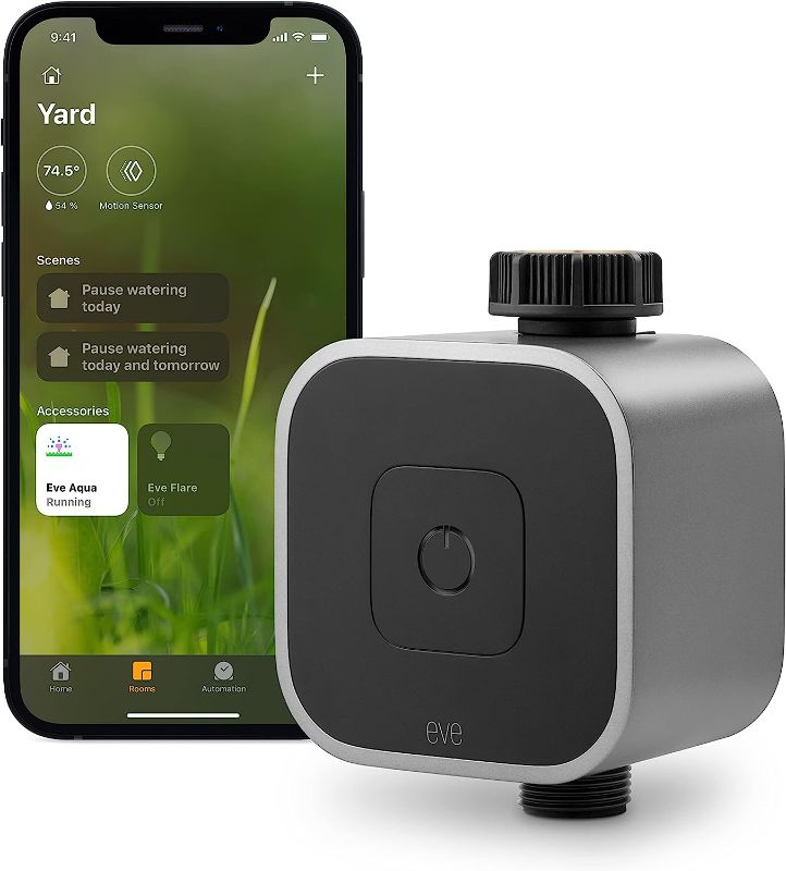 Photo 1 of Eve Aqua – Smart water controller for Apple Home app or Siri, irrigate automatically with schedules, easy to use, remote access, no bridge, Bluetooth/Thread, HomeKit
