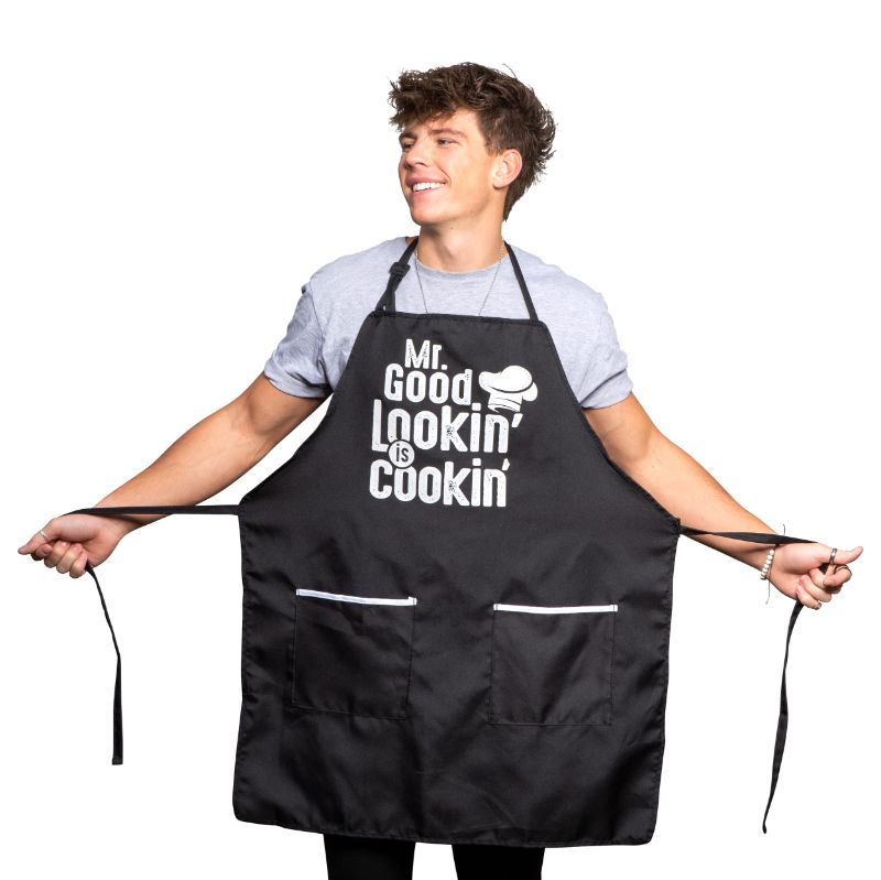 Photo 1 of ALLER HOME&KITCHEN Funny Apron for Men, 2 Large Pockets One Size Fits All Chef Apron for Grilling, Cooking, BBQ Accessories Mr. Good Looking
