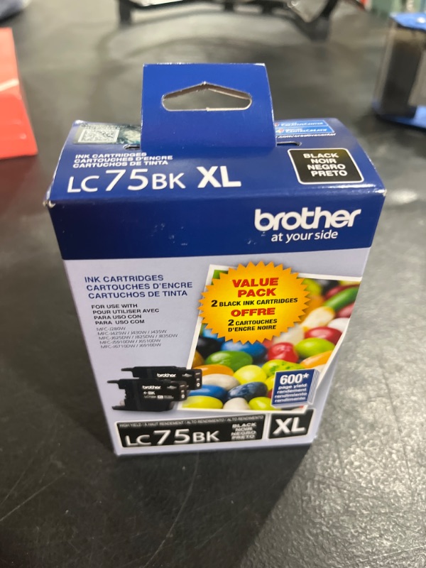 Photo 2 of Brother Printer LC752PKS 2 Pack of LC-75BK Cartridges Ink - Retail Packaging, Black, 600 page yeild