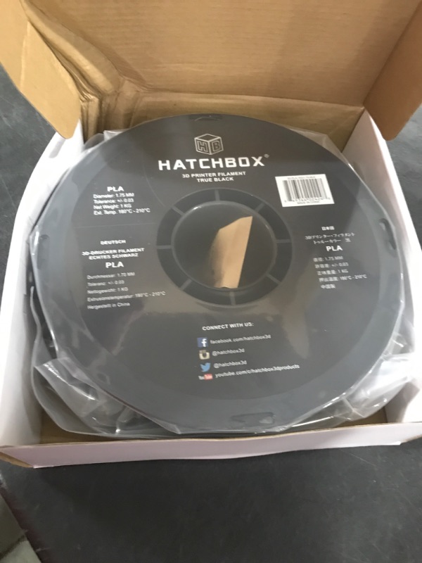 Photo 2 of Hatchbox PLA 3D Printer Filament, Dimensional Accuracy +/- 0.03 mm, 1 kg Spool, 1.75 mm, Black