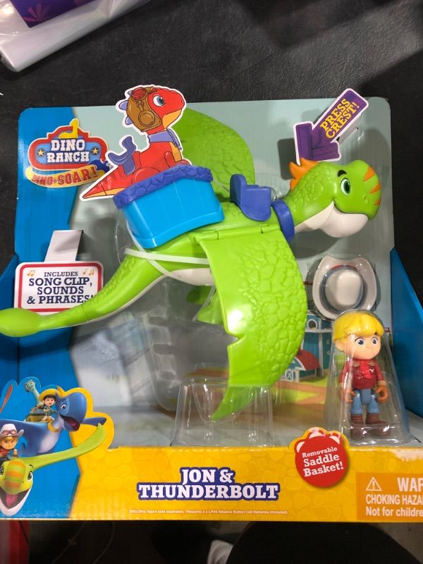 Photo 2 of Dino Ranch Jon and Thunderbolt - 3-Inch Jon Figure with 12-Inch Flying Dino Figure - Sounds - Toys for Kids - Ages 3+