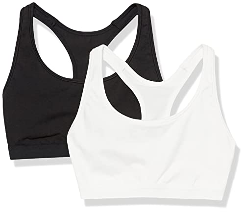 Photo 1 of Amazon Essentials Women's Cotton Unlined Scoop Neck Bralette, Pack of 2, Black/White, 
SIZE Medium
