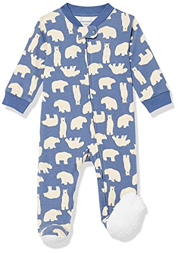 Photo 1 of Amazon Essentials Unisex Babies' Footed Zip-Front Sleep and Play, Polar Bear, 9 Months

