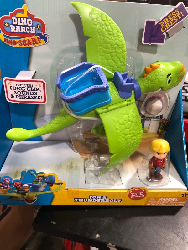 Photo 2 of Dino Ranch Jon and Thunderbolt - 3-Inch Jon Figure with 12-Inch Flying Dino Figure - Sounds - Toys for Kids - Ages 3+