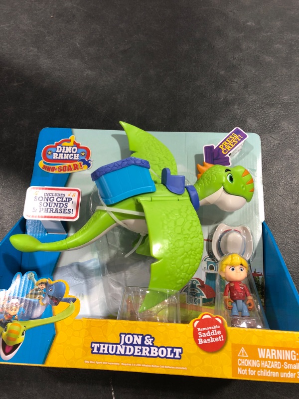 Photo 2 of Dino Ranch Jon and Thunderbolt - 3-Inch Jon Figure with 12-Inch Flying Dino Figure - Sounds - Toys for Kids - Ages 3+