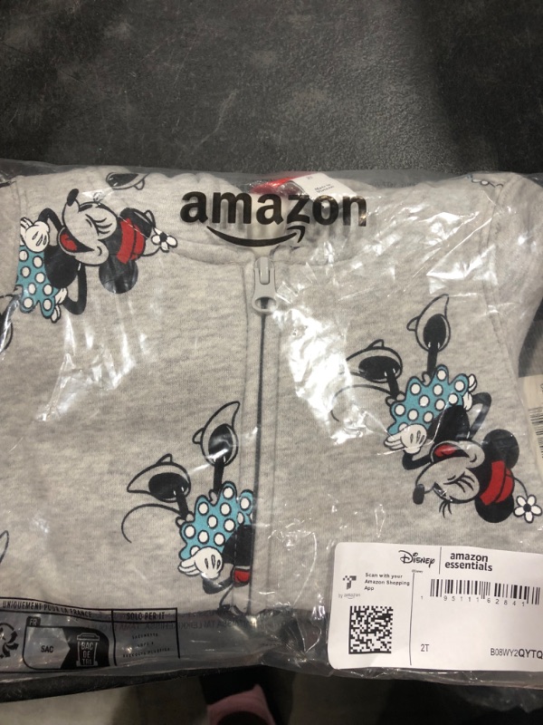 Photo 2 of Amazon Essentials Disney | Marvel | Star Wars | Princess Toddler Girls' Fleece Zip-up Hoodie Sweatshirts, Minnie Icons,
SIZE 2T
