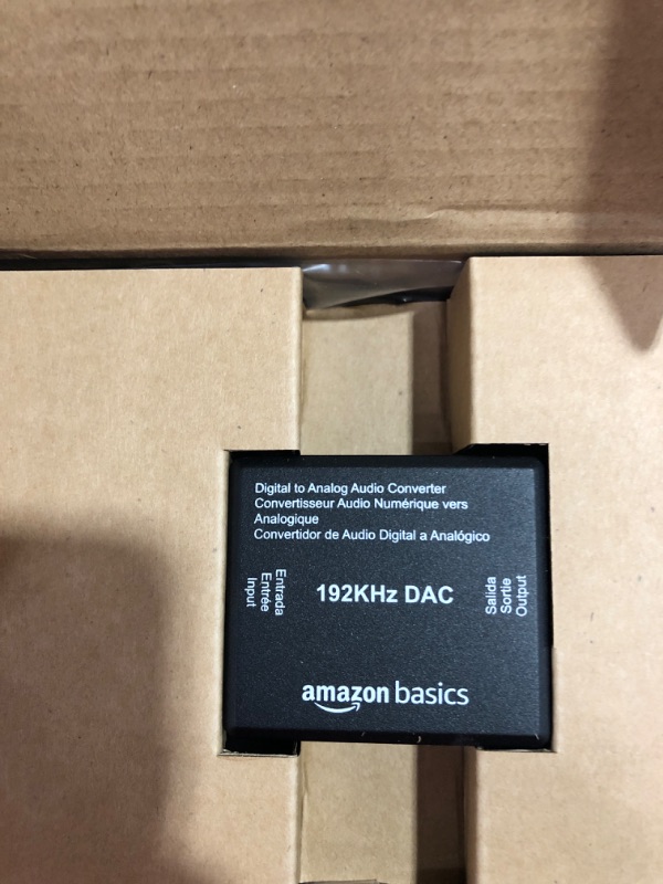 Photo 2 of Amazon Basics 192KHz Digital Optical Coax to Analog RCA Audio Converter, ABS, Black, 2 x 1.6 x 1 inches & 2-Male to 2-Male RCA Audio Stereo Subwoofer Cable - 4 Feet DAC Converter + Subwoofer Cable - 4 Feet