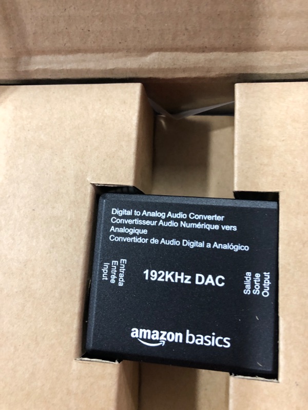 Photo 2 of Amazon Basics 192KHz Digital Optical Coax to Analog RCA Audio Converter, ABS, Black, 2 x 1.6 x 1 inches & 2-Male to 2-Male RCA Audio Stereo Subwoofer Cable - 4 Feet DAC Converter + Subwoofer Cable - 4 Feet