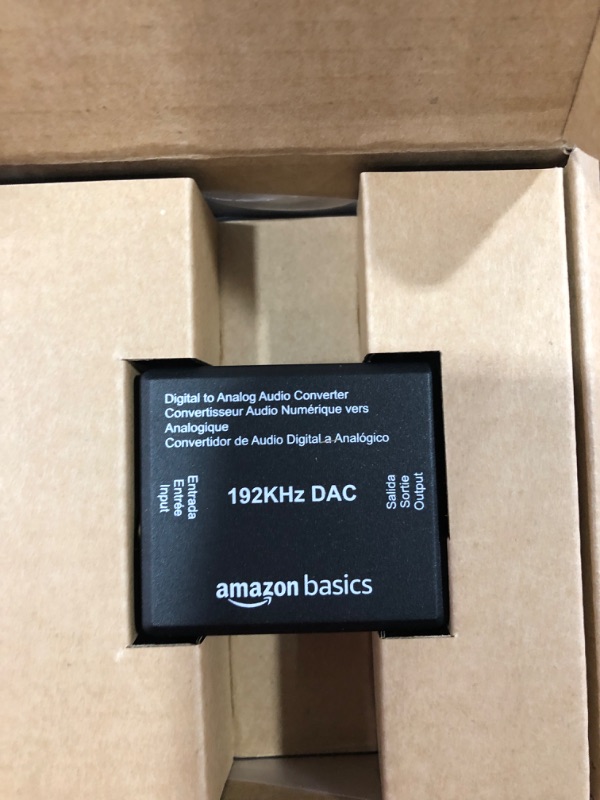 Photo 2 of Amazon Basics 192KHz Digital Optical Coax to Analog RCA Audio Converter, ABS, Black, 2 x 1.6 x 1 inches & 2-Male to 2-Male RCA Audio Stereo Subwoofer Cable - 4 Feet DAC Converter + Subwoofer Cable - 4 Feet