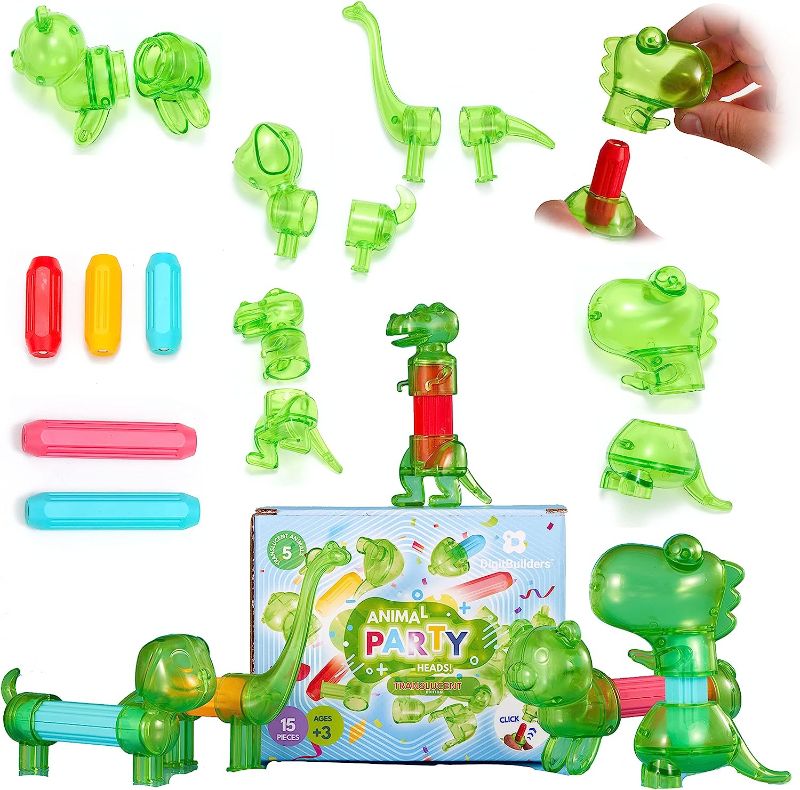 Photo 1 of BrainSpark Magnetic Animals Transparent Green Smart Magnet Building, Mix and Match Jungle Fidget Stem Toy, 15 Pieces