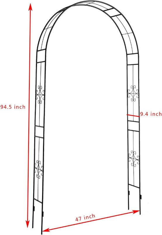 Photo 1 of ((WHITE NOT BLACK )) DOEWORKS Garden Arch, Garden Arbour with Sharp Ends for Climbing Vines and Plants,Weddings, Party Decoration, Black, 3' 11''Wide x 7'10''High