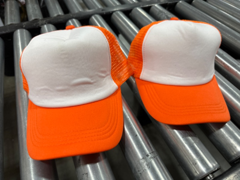 Photo 1 of 2 COUNT ORANGE  MESH TRUCKERS CAP