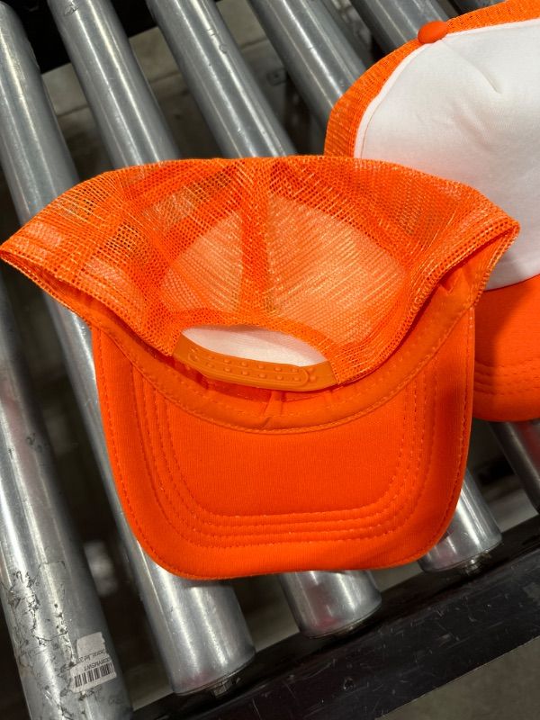 Photo 2 of 2 COUNT ORANGE  MESH TRUCKERS CAP