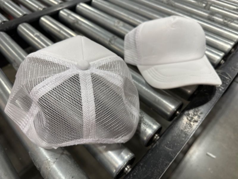 Photo 1 of 2 COUNT ALL WHITE  MESH TRUCKERS CAP