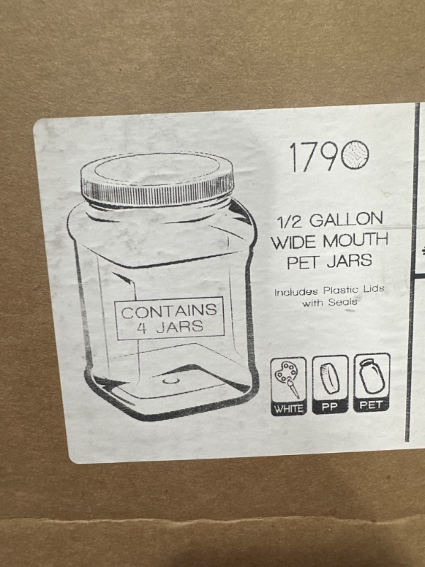 Photo 1 of 1790 1/2 GALLON WITH MOUTH PLASTIC JARS 