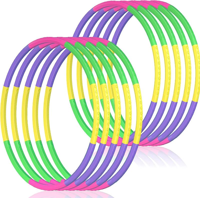 Photo 1 of  18 Toy Color Hoop for Kids, Size Adjustable & Detachable Length Kids Adjustable Hoop Plastic Toys for Kids Adults Party Games, Gymnastics, Dog Agility Equipment