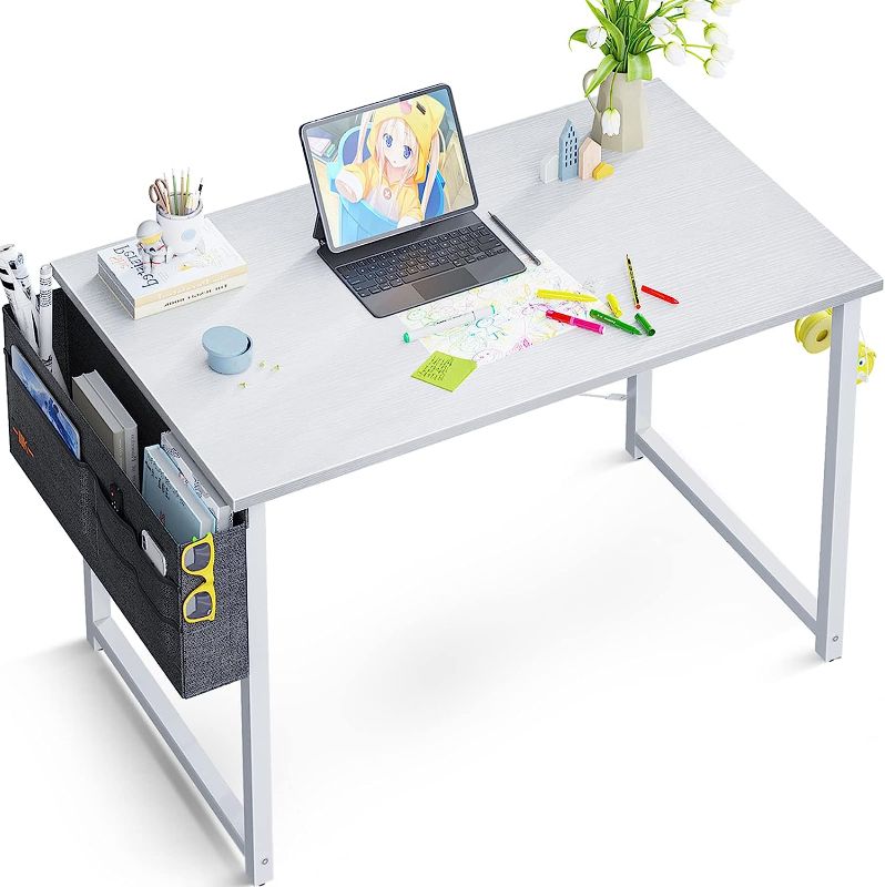 Photo 1 of ODK 32 inch Small Computer Desk Study Table for Small Spaces Home Office Student Laptop PC Writing Desks , White + White Leg