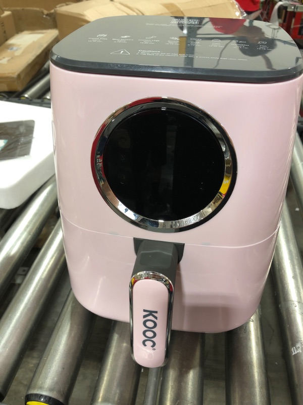 Photo 2 of  KOOC Large Air Fryer, 4.5-Quart Electric Hot Oven Cooker, Free Cheat Sheet for Quick Reference Guide, LED Touch Digital Screen, 8 in 1, Customized Temp/Time, Nonstick Basket, Pink
