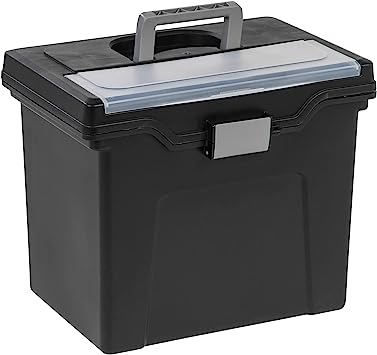 Photo 1 of Office Depot Large Mobile File Box, Letter Size, 11 5/8in.H x 13 3/8in.W x 10in.D, Black/Silver, 110987
