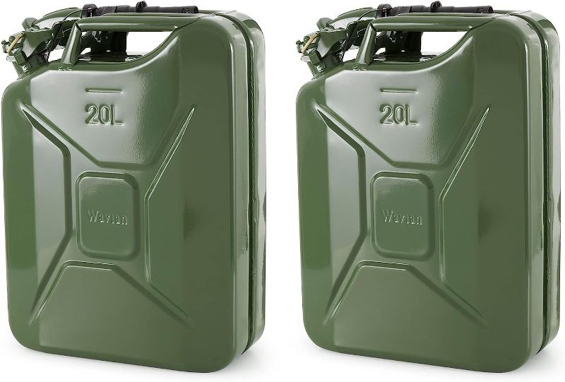 Photo 1 of 2pk ) Wavian 3008 5.3 Gallon 20 Liter Authentic CARB Fuel Jerry Can w/Spout, Green
