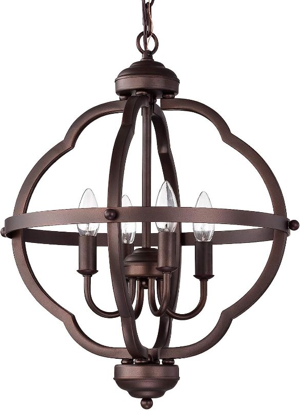 Photo 1 of ACLand Farmhouse Chandelier, 4-Light Rustic Pendant Light Fixture Oil Rubbed Bronze Finish Industrial Metal Ceiling Hanging Lighting for Indoor Foyer Kitchen Island Dining Living Room Hallway
