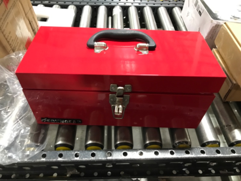 Photo 2 of 16" Portable Steel Heavy-duty Tool Box 18-Gauge with Metal Latch and Handle Red