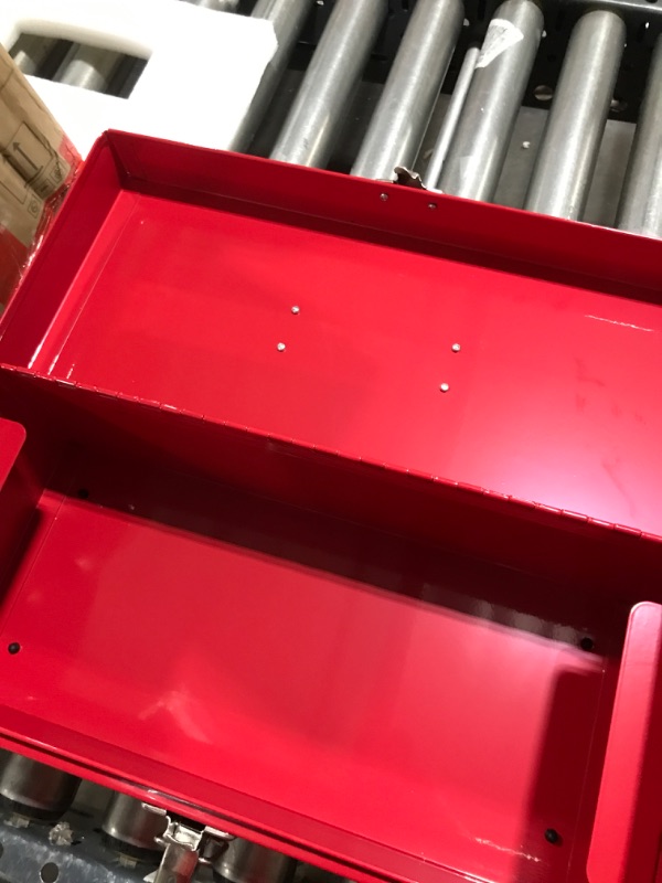 Photo 4 of 16" Portable Steel Heavy-duty Tool Box 18-Gauge with Metal Latch and Handle Red