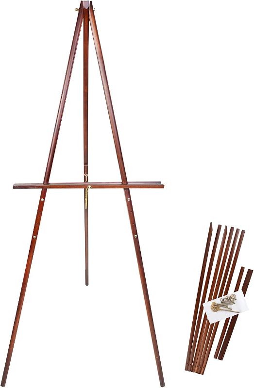 Photo 1 of  63" Wooden Tripod Artist Display Easel with Tray, A-Frame Adjustable Easel Stand for Wedding Sign, Foldable Easels for Painting Canvas, Display & Posters
