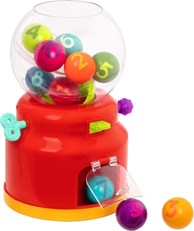 Photo 1 of Battat – Ball Dispenser for Kids – Mini Vending Machine Toy – 10 Colorful Number Balls - Numbers & Colors Gumball Machine - Toddlers - 12 Months + , Red