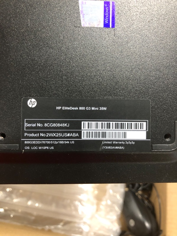 Photo 1 of (parts only) HP EliteDesk 800 G3 Mini Business Desktop PC Intel Quad-Core i5-6500T up to 3.1G,16G DDR4,256G SSD,VGA,DP Port,Windows 10 Professional 64 Bit-Multi-Language-English/Spanish (Renewed)