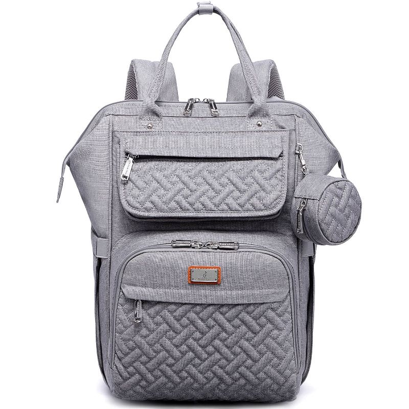 Photo 1 of BabbleRoo Diaper Bag Backpack, Multifunction Large Bags with Changing Pad & Stroller Straps & Pacifier Case, Unisex Stylish Travel Back Pack Nappy Changing Bag for Moms Dads (gray)
