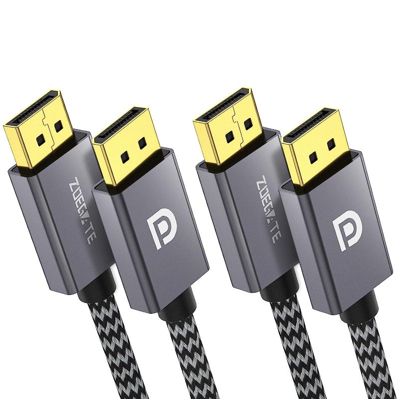 Photo 1 of 2Pack 8K DisplayPort Cable 1.4, 10ft Gold-Plated Ultra High Speed DP to DP Cable, Display Port Lead (8K@60Hz, 4K@240Hz, 2K@144Hz), Support Resolution HDR for Laptop PC TV Gaming Monitor