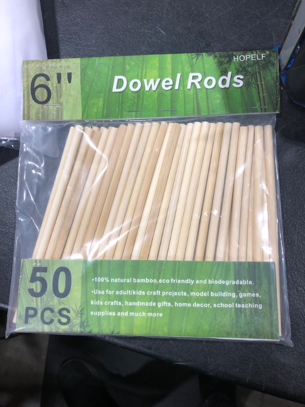 Photo 2 of 50PCS Dowel Rods Wood Sticks Wooden Dowel Rods - 1/4 x 6 Inch Unfinished Bamboo Sticks - for Crafts and DIYers 1/4" x 6" 50